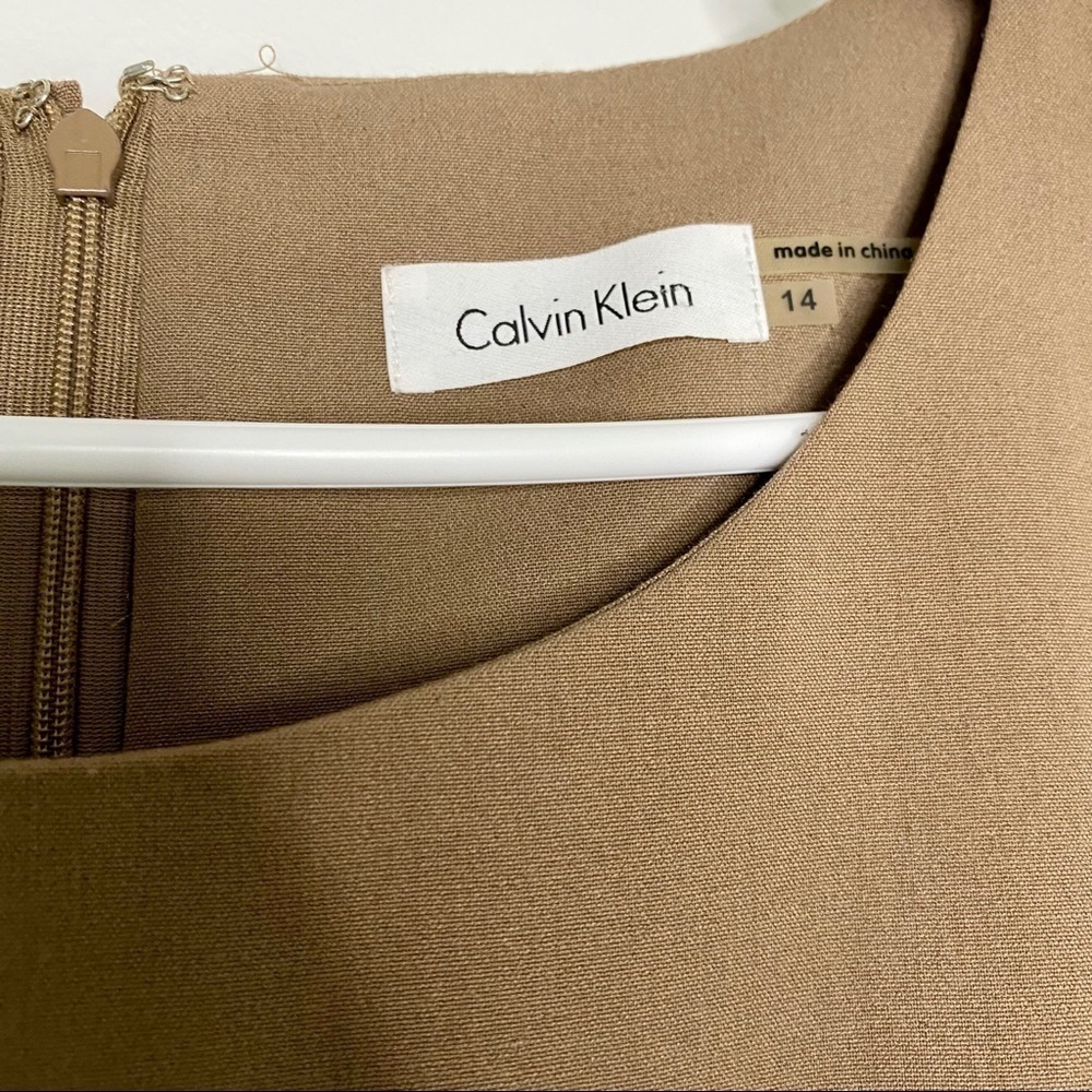 Calvin Klein Tan/ Camel Brown Pleated Dress - Picture 2 of 6